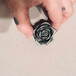 Silver Rose scarf slide